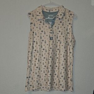 Chic Beige Patterned Tank Top